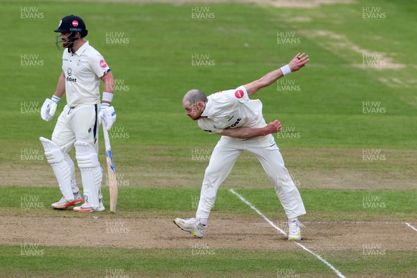 130424 - Glamorgan v Derbyshire - Vitality County Championship, Division Two - James Harris of Glamorgan bowling