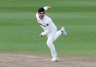 150424 - Glamorgan v Derbyshire - Vitality County Championship, Division Two - Mir Hamza of Glamorgan bowling