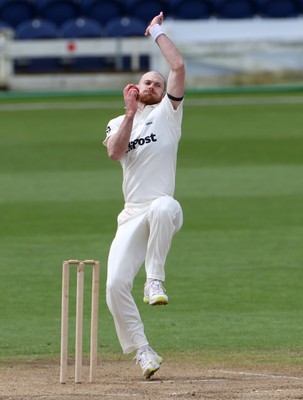 150424 - Glamorgan v Derbyshire - Vitality County Championship, Division Two - James Harris of Glamorgan bowling