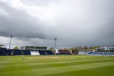 150424 - Glamorgan v Derbyshire - Vitality County Championship, Division Two - The rain clouds loom over Sophia Gardens