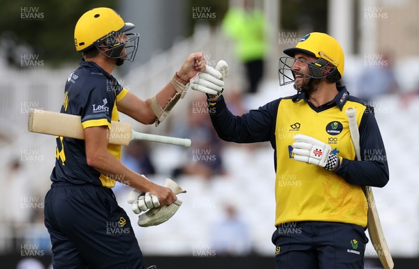 190821 - Glamorgan v Durham - Royal London One Day Final - Michael Hogan and Lukas Carey at the end of their innings