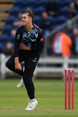 060625 - Glamorgan v Essex - T20 Vitality Blast - Ben Kellaway of Glamorgan bowling