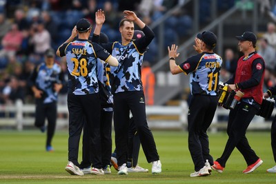 060625 - Glamorgan v Essex - T20 Vitality Blast - Kiran Carlson of Glamorgan catches the ball to dismiss  Michael Pepper of Essex