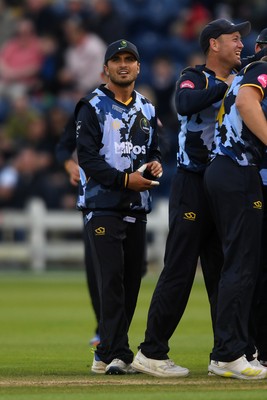 060625 - Glamorgan v Essex - T20 Vitality Blast - Kiran Carlson of Glamorgan catches the ball to dismiss  Michael Pepper of Essex