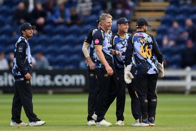 060625 - Glamorgan v Essex - T20 Vitality Blast - Timm Van Der Gugten of Glamorgan bowls the ball to dismiss Matt Critchley of Essex