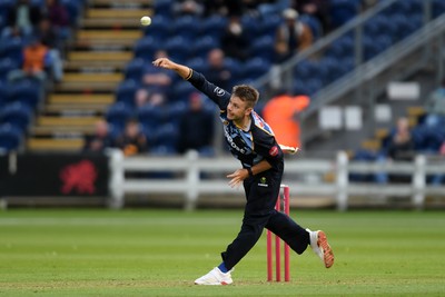 060625 - Glamorgan v Essex - T20 Vitality Blast - Mason Crane of Glamorgan bowls the ball to dismiss Charlie Allison of Essex