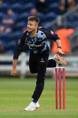 060625 - Glamorgan v Essex - T20 Vitality Blast - Mason Crane of Glamorgan bowls the ball to dismiss Charlie Allison of Essex