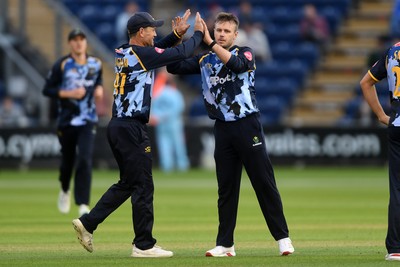 060625 - Glamorgan v Essex - T20 Vitality Blast - Mason Crane of Glamorgan bowls the ball to dismiss Charlie Allison of Essex