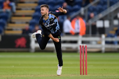 060625 - Glamorgan v Essex - T20 Vitality Blast - Mason Crane of Glamorgan bowls the ball to dismiss Charlie Allison of Essex