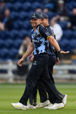060625 - Glamorgan v Essex - T20 Vitality Blast - Timm Van Der Gugten of Glamorgan catches the ball to dismiss Simon Harmer of Essex