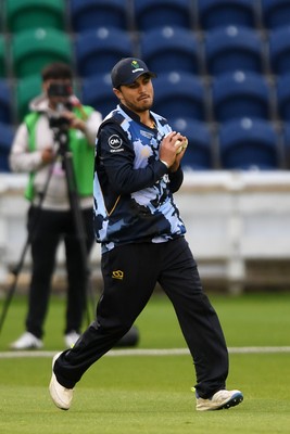 060625 - Glamorgan v Essex - T20 Vitality Blast - Kiran Carlson of Glamorgan catches the ball to dismiss Shane Snater of Essex