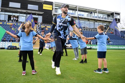 060625 - Glamorgan v Essex - T20 Vitality Blast - Jamie Mcilroy of Glamorgan of Glamorgan runs out at the start of the match