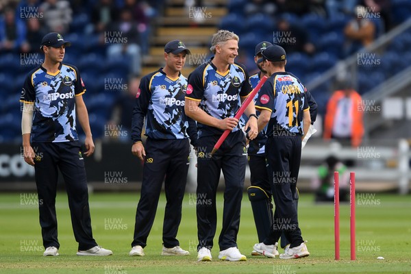 060625 - Glamorgan v Essex - T20 Vitality Blast - Timm Van Der Gugten of Glamorgan bowls the ball to dismiss Matt Critchley of Essex