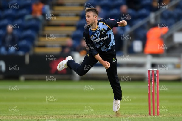 060625 - Glamorgan v Essex - T20 Vitality Blast - Mason Crane of Glamorgan bowls the ball to dismiss Charlie Allison of Essex