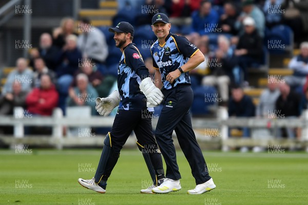 060625 - Glamorgan v Essex - T20 Vitality Blast - Timm Van Der Gugten of Glamorgan catches the ball to dismiss Simon Harmer of Essex