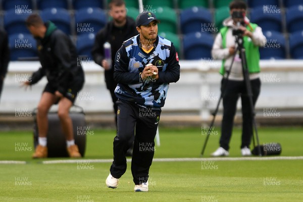 060625 - Glamorgan v Essex - T20 Vitality Blast - Kiran Carlson of Glamorgan catches the ball to dismiss Shane Snater of Essex