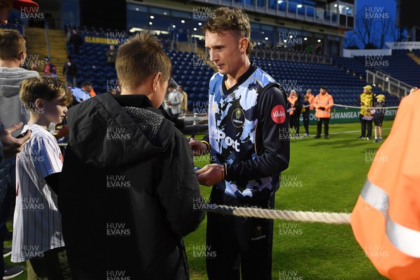 060625 - Glamorgan v Essex - T20 Vitality Blast - Tom Bevan of Glamorgan with fans at full time