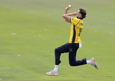 070826 - Glamorgan v Essex, Metro Bank One Day Cup - Connor O'Riordan of Glamorgan bowls