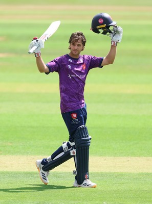 070826 - Glamorgan v Essex, Metro Bank One Day Cup - Luc Benkenstein of Essex celebrates as he makes his 100