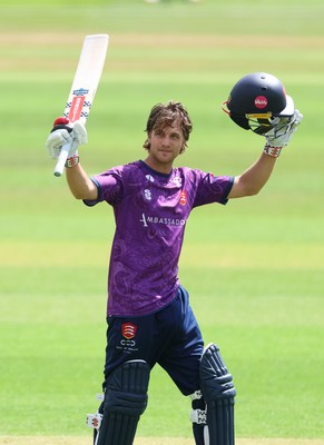 070826 - Glamorgan v Essex, Metro Bank One Day Cup - Luc Benkenstein of Essex celebrates as he makes his 100