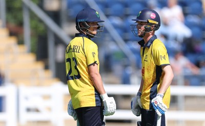 070826 - Glamorgan v Essex, Metro Bank One Day Cup - Jack Hope-Bell of Glamorgan and Harry Wallace of Glamorgan