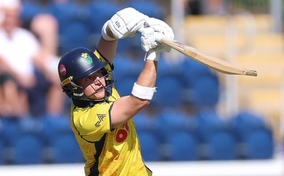 070826 - Glamorgan v Essex, Metro Bank One Day Cup - Alex Horton of Glamorgan hits a six