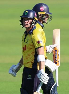 070826 - Glamorgan v Essex, Metro Bank One Day Cup - Timm van der Gugten of Glamorgan and Alex Horton of Glamorgan during their partnership