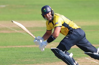 070826 - Glamorgan v Essex, Metro Bank One Day Cup - Timm van der Gugten of Glamorgan hits a four