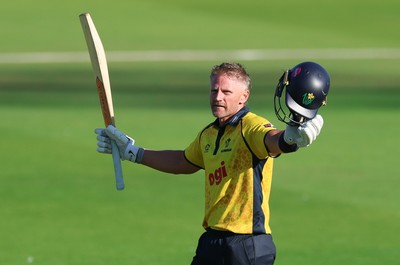 070826 - Glamorgan v Essex, Metro Bank One Day Cup - Timm van der Gugten of Glamorgan celebrates as he makes his 100