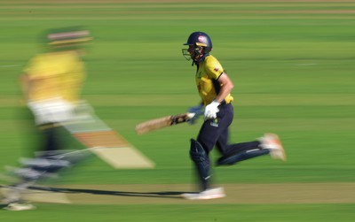 070826 - Glamorgan v Essex, Metro Bank One Day Cup - Andy Gorvin of Glamorgan and Timm van der Gugten of Glamorgan add the runs
