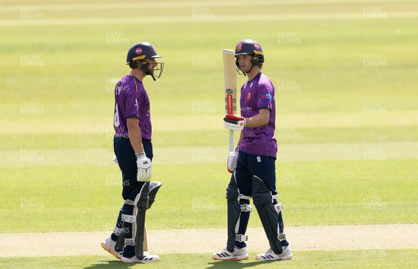 070826 - Glamorgan v Essex, Metro Bank One Day Cup - Noah Thain of Essex congratulates  Luc Benkenstein of Essex on his 50