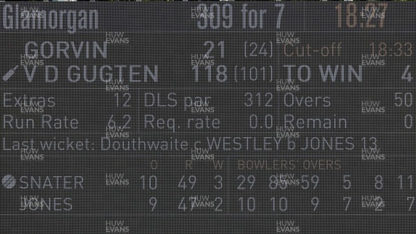 070826 - Glamorgan v Essex, Metro Bank One Day Cup - The scoreboard at the end of the match