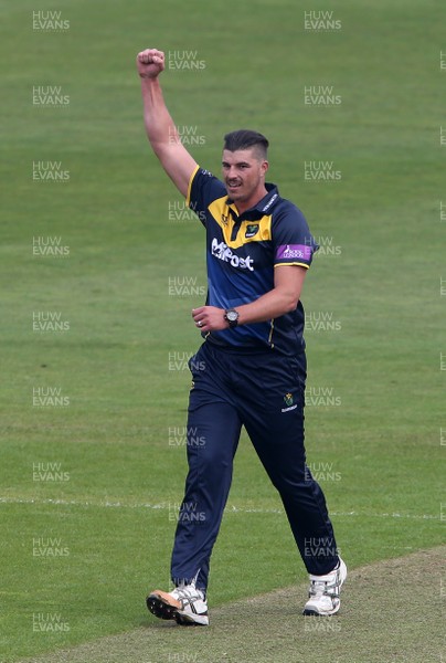 170419 - Glamorgan Cricket v Essex - Royal London One-Day Cup - Marchant De Lange of Glamorgan celebrates as Alastair Cook is caught by Marnus Labuschagne