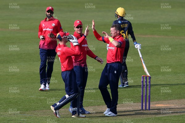 170419 - Glamorgan Cricket v Essex - Royal London One-Day Cup - Peter Siddle of Essex celebrates the wicket of Billy Root who was caught by Robbie White