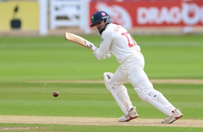 240926 Glamorgan v Essex, Rothesay County Championship Division 1 - Zain ul Hassan of Glamorgan plays a shot