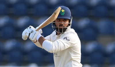 240926 Glamorgan v Essex, Rothesay County Championship Division 1 - Zain ul Hassan of Glamorgan plays a shot