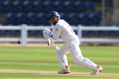 240926 Glamorgan v Essex, Rothesay County Championship Division 1 - Zain ul Hassan of Glamorgan plays a shot