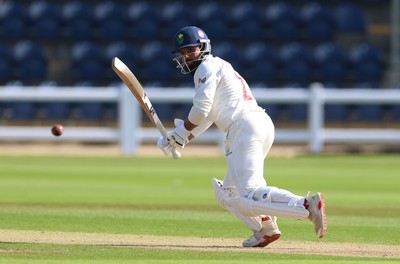 240926 Glamorgan v Essex, Rothesay County Championship Division 1 - Zain ul Hassan of Glamorgan plays a shot