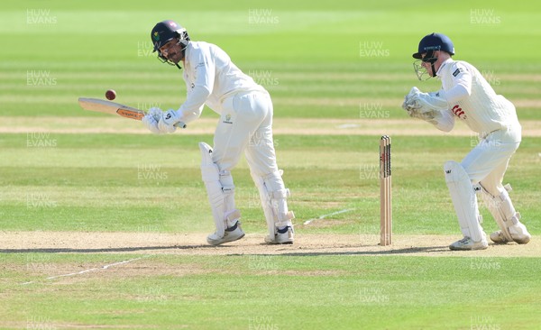 240926 Glamorgan v Essex, Rothesay County Championship Division 1 - Kiran Carlson of Glamorgan plays a shot