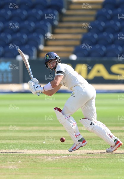 240926 Glamorgan v Essex, Rothesay County Championship Division 1 - Asa Tribe of Glamorgan plays a shot on his way to his 50