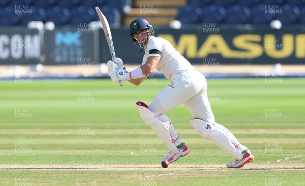 240926 Glamorgan v Essex, Rothesay County Championship Division 1 - Asa Tribe of Glamorgan plays a shot on his way to his 50