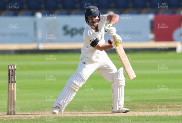 240926 Glamorgan v Essex, Rothesay County Championship Division 1 - Kiran Carlson of Glamorgan plays a shot