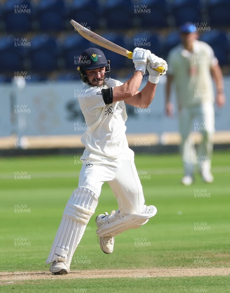 240926 Glamorgan v Essex, Rothesay County Championship Division 1 - Kiran Carlson of Glamorgan plays a shot