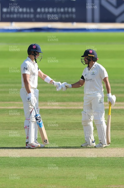 240926 Glamorgan v Essex, Rothesay County Championship Division 1 - Asa Tribe of Glamorgan and Kiran Carlson of Glamorgan on their way to to their 100 partnership