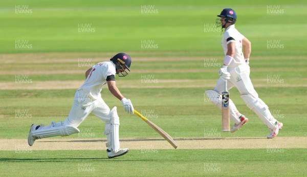 240926 Glamorgan v Essex, Rothesay County Championship Division 1 - Kiran Carlson of Glamorgan and Asa Tribe of Glamorgan  on their way to to their 100 partnership