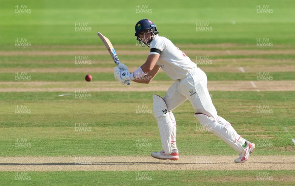 240926 Glamorgan v Essex, Rothesay County Championship Division 1 - Asa Tribe of Glamorgan hits a four
