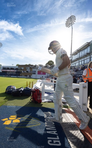 240926 Glamorgan v Essex, Rothesay County Championship Division 1 - Colin Ingram of Glamorgan takes to the wicket as he replaces Ben Kellaway of Glamorgan who was out lbw