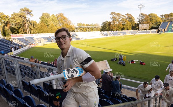 240926 Glamorgan v Essex, Rothesay County Championship Division 1 - Asa Tribe of Glamorgan leaves the pitch at the end of the day’s play on 135 not out
