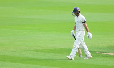 250926 Glamorgan v Essex, Rothesay County Championship Division 1 - Colin Ingram of Glamorgan leaves the pitch after being dismissed