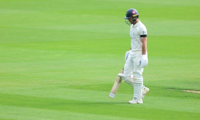 250926 Glamorgan v Essex, Rothesay County Championship Division 1 - Colin Ingram of Glamorgan leaves the pitch after being dismissed